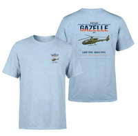 Thumbnail for Westland Gazelle AH1 design on light blue t-shirt, double-side print