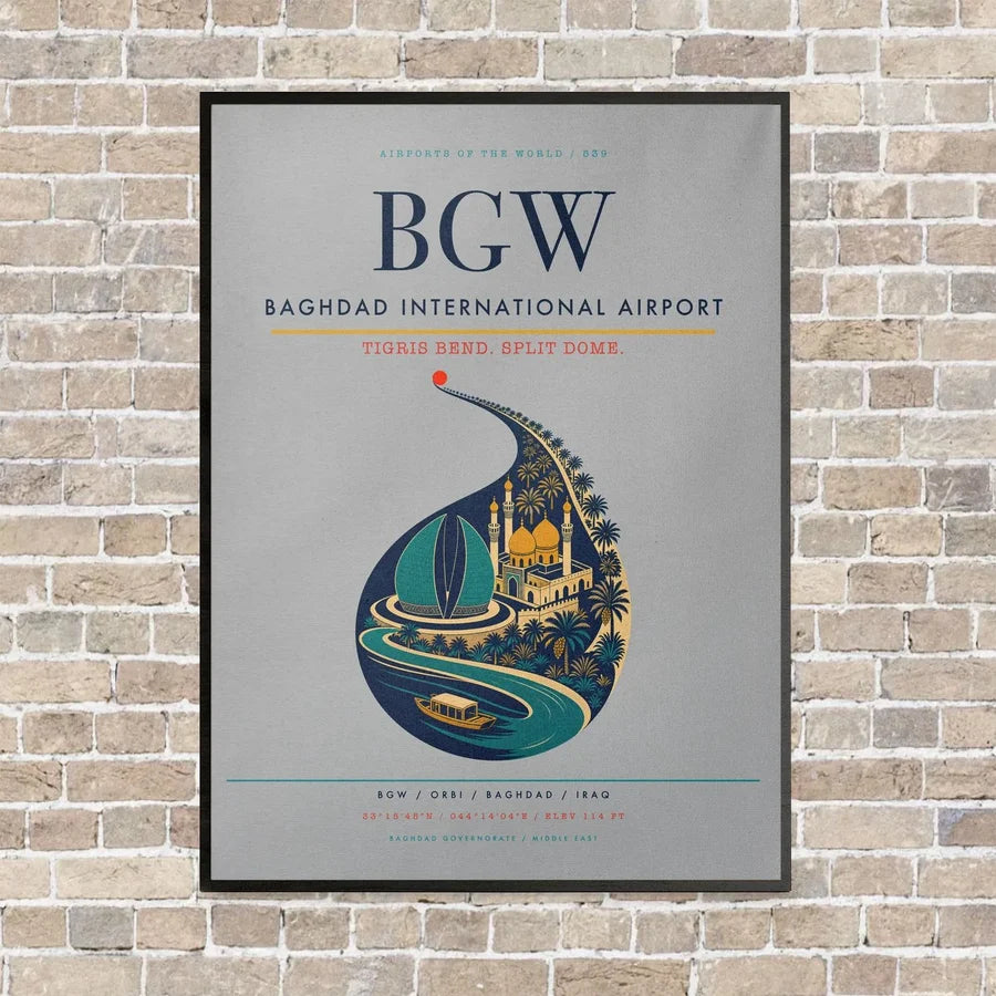 Baghdad International Airport BGW - Canvas Framed - Light Gray