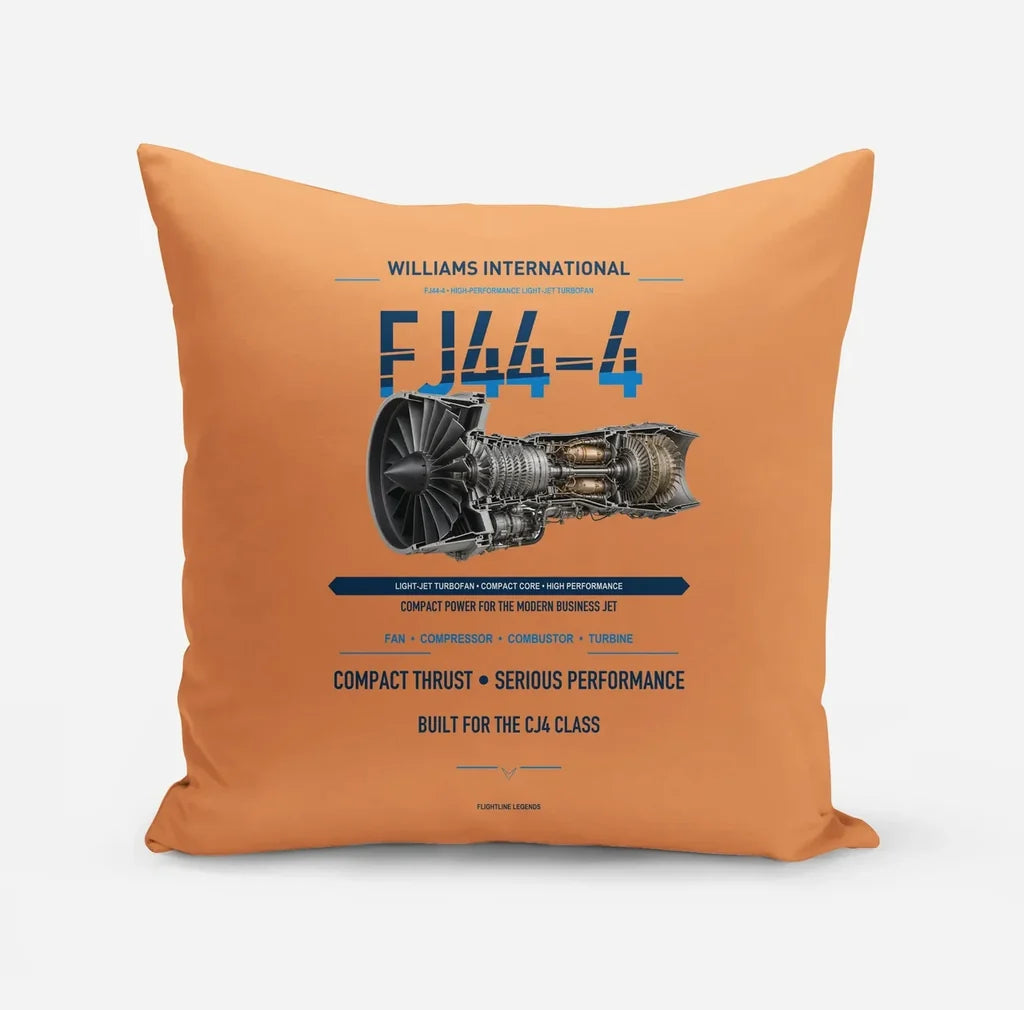 FJ44-4 design on orange pillow