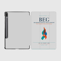 Thumbnail for Belgrade Nikola Tesla Airport (BEG) design on light gray samsung tablet tablet case