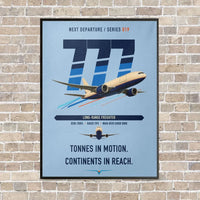 Thumbnail for Boeing 777F vertical canvas print - framed - light blue background