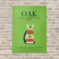 Thumbnail for Oakland San Francisco Bay Airport OAK vertical canvas print - no frame - light green background