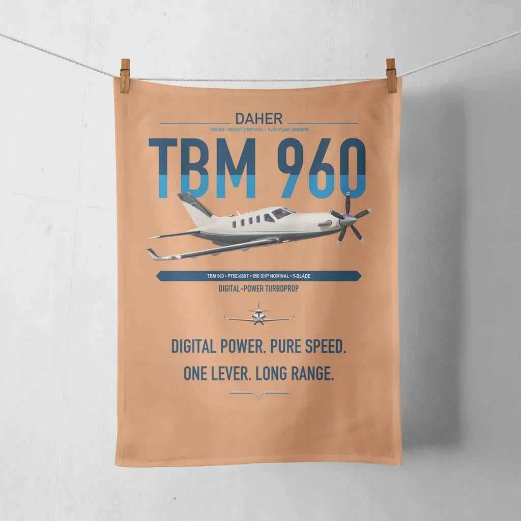Daher TBM 960 design on orange towel