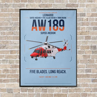 Thumbnail for Leonardo AW189 vertical canvas print - framed - light blue background