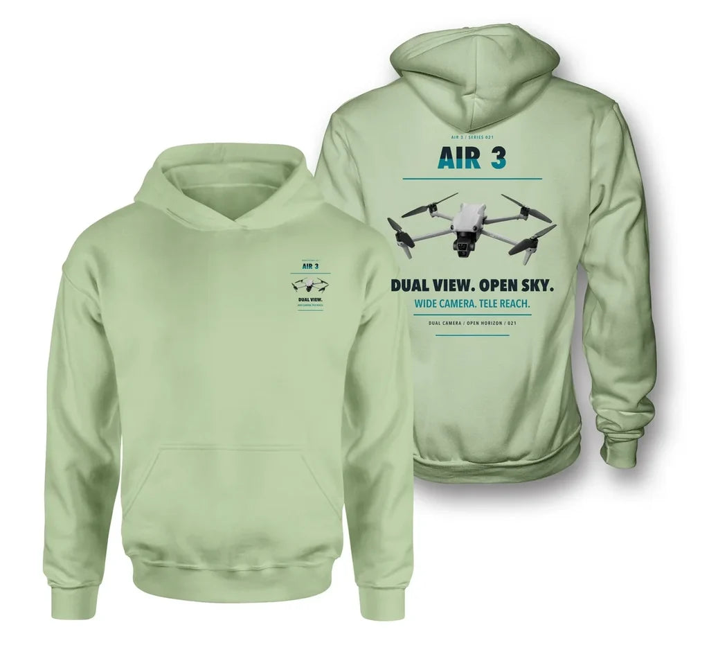DJI Air 3 design on light green hoodie