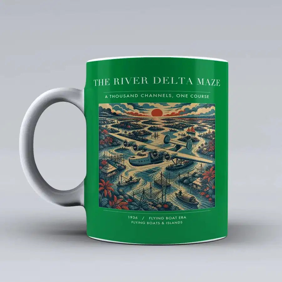 VINTAGE G4274 - The River Delta Maze - Ceramic Mug design on green