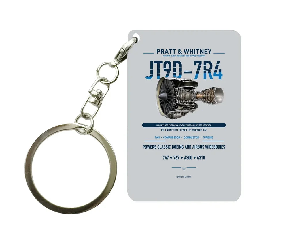 JT9D-7R4 Key Chain design on light gray key chain
