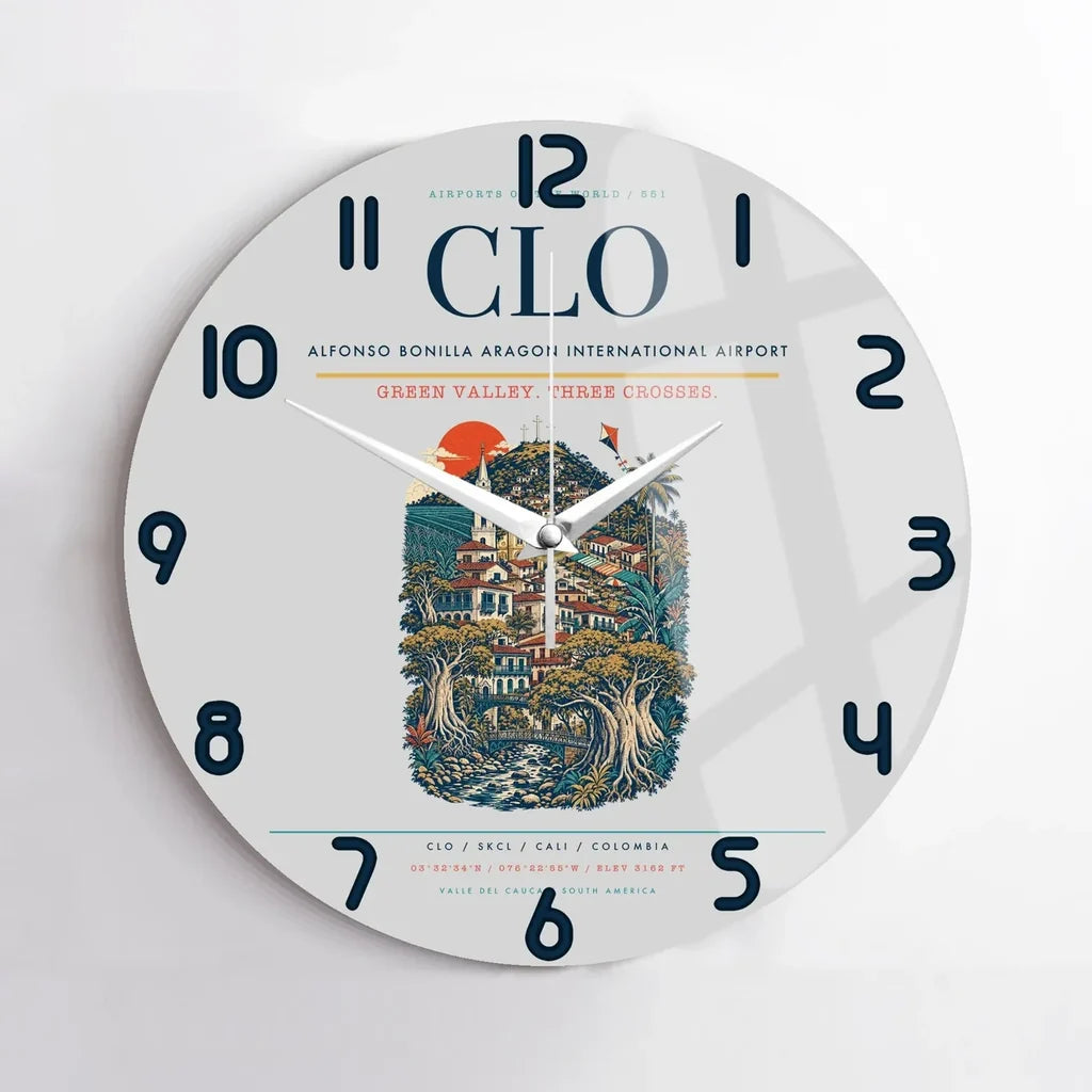 Alfonso Bonilla Aragon International Airport CLO Wall-Clock No-Frame - Light Gray
