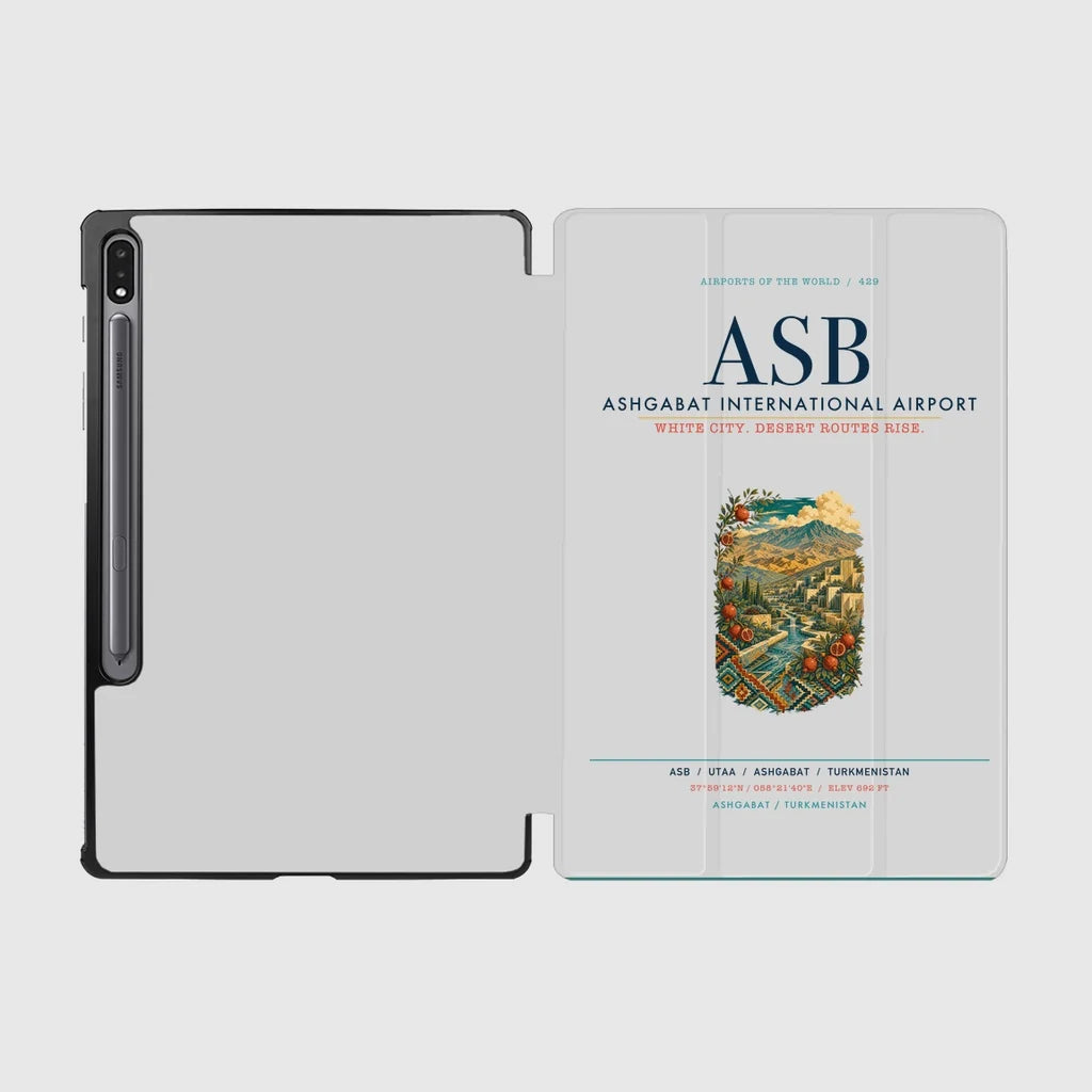 Ashgabat International Airport (ASB) design on light gray samsung tablet tablet case