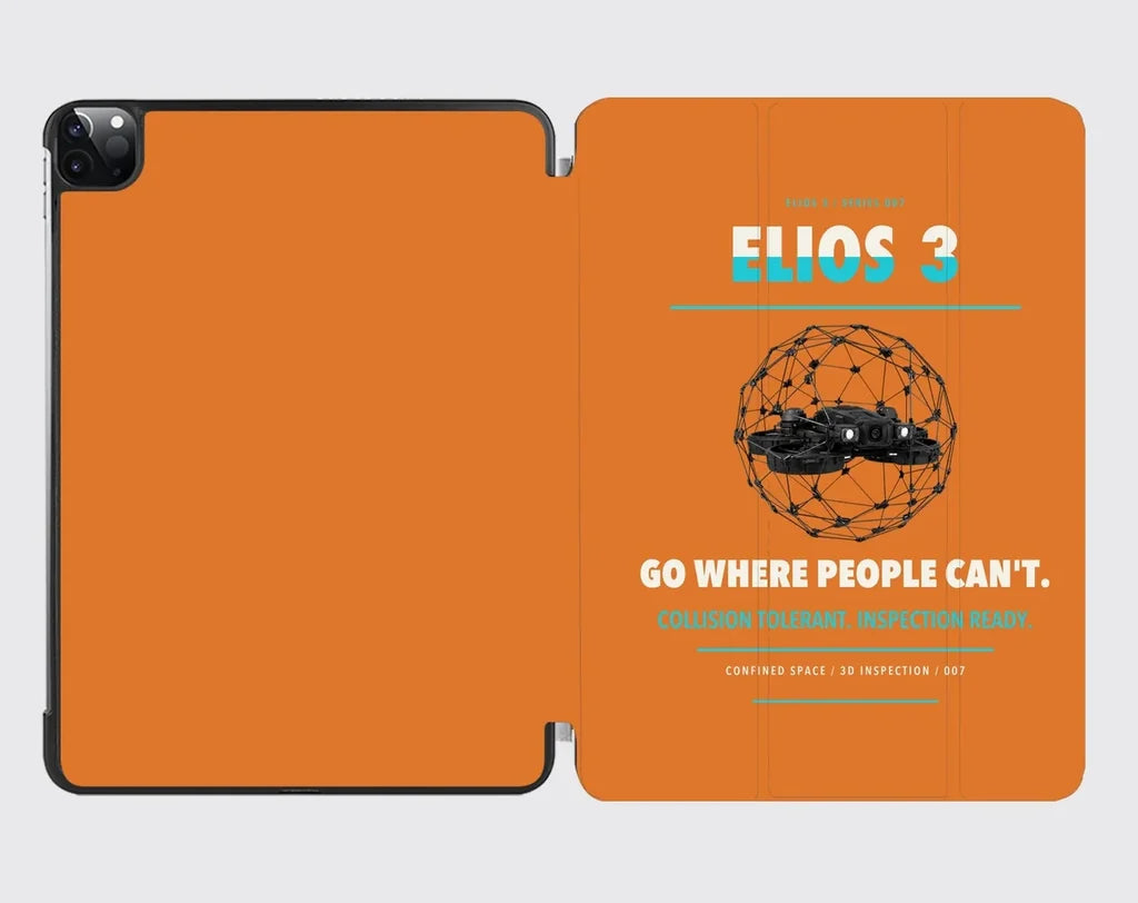 Flyability Elios 3 design on orange ipad tablet case