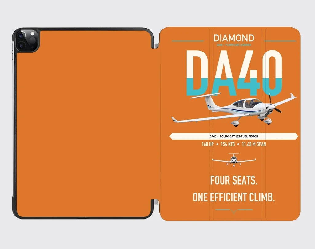 Diamond DA40 design on orange ipad tablet case