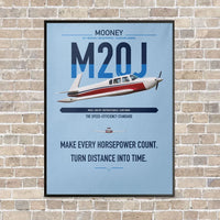 Thumbnail for Mooney M20J 201 vertical canvas print - framed - light blue background