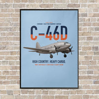 Thumbnail for C-46D Commando vertical canvas print - framed - light blue background