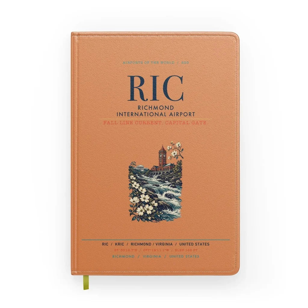 Richmond International Airport (RIC) design on orange notebook
