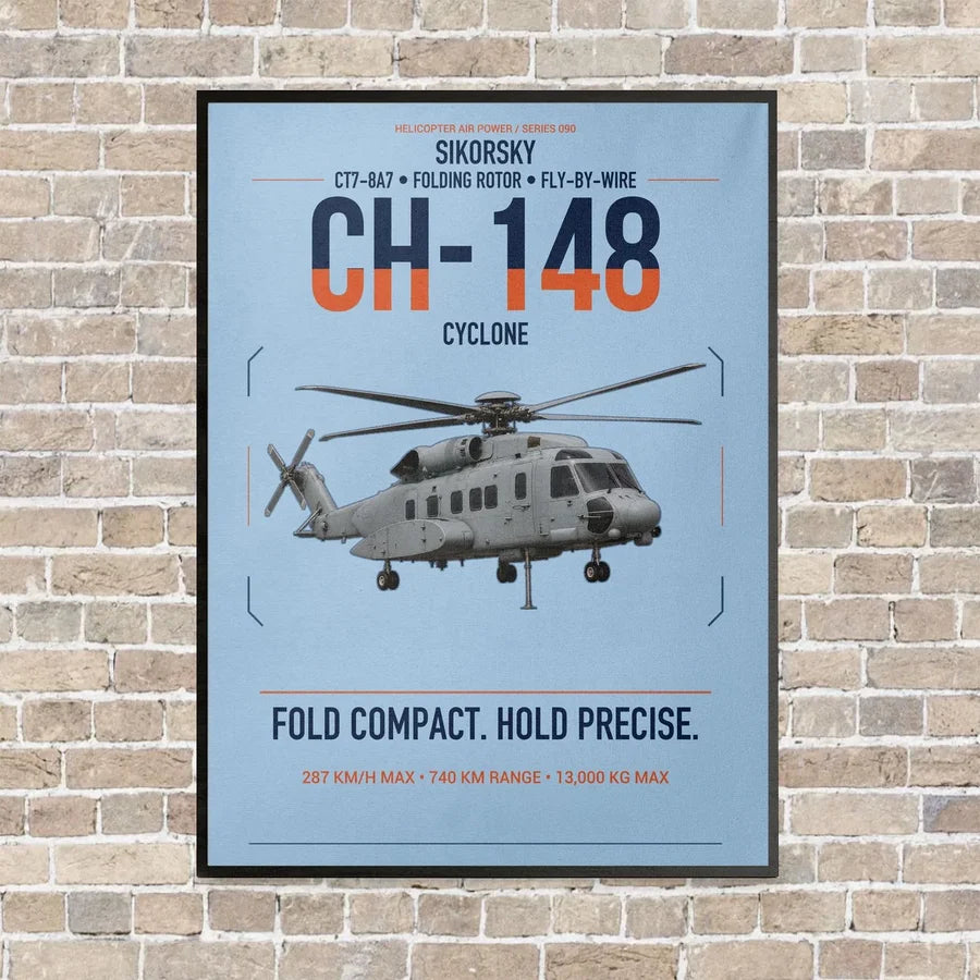 Sikorsky CH-148 Cyclone vertical canvas print - framed - light blue background