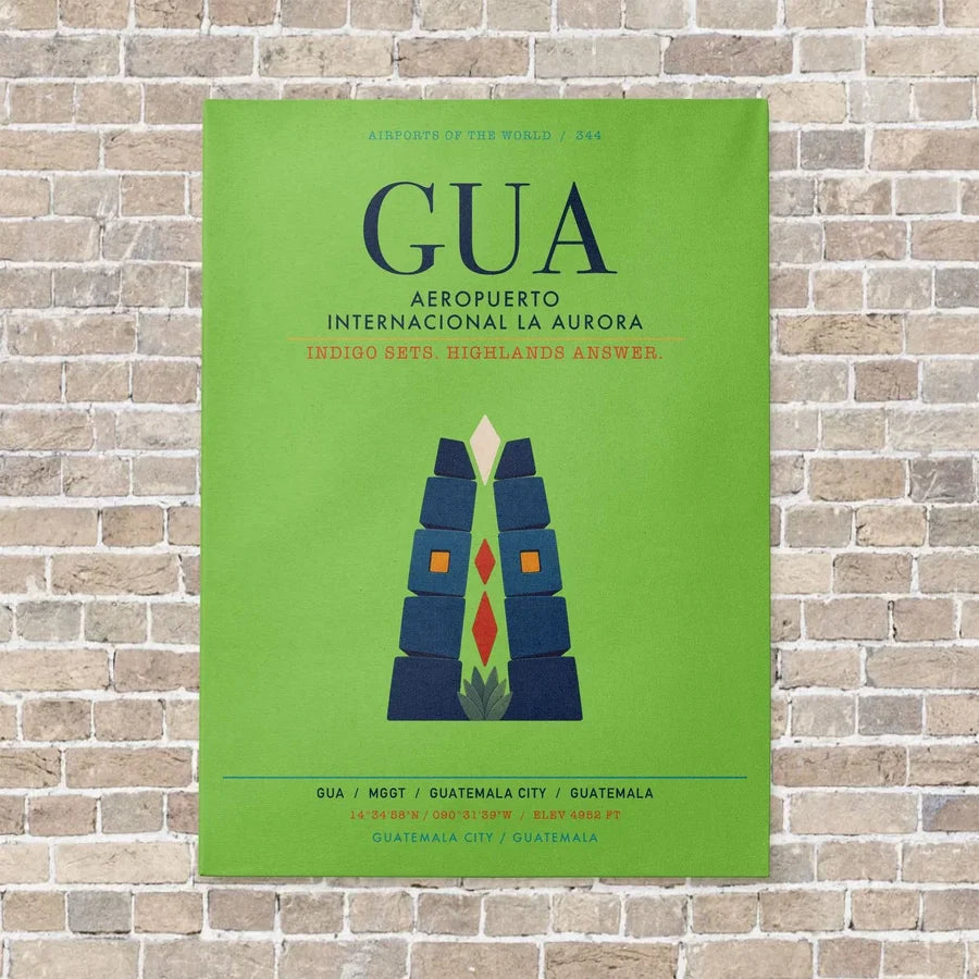 Aeropuerto Internacional La Aurora GUA vertical canvas print - no frame - light green background