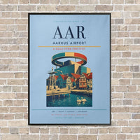 Thumbnail for Aarhus Airport AAR - Canvas Framed - Light Blue