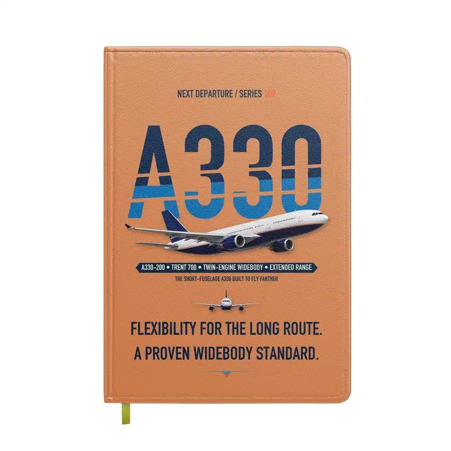 Airbus A330-200 design on orange notebook