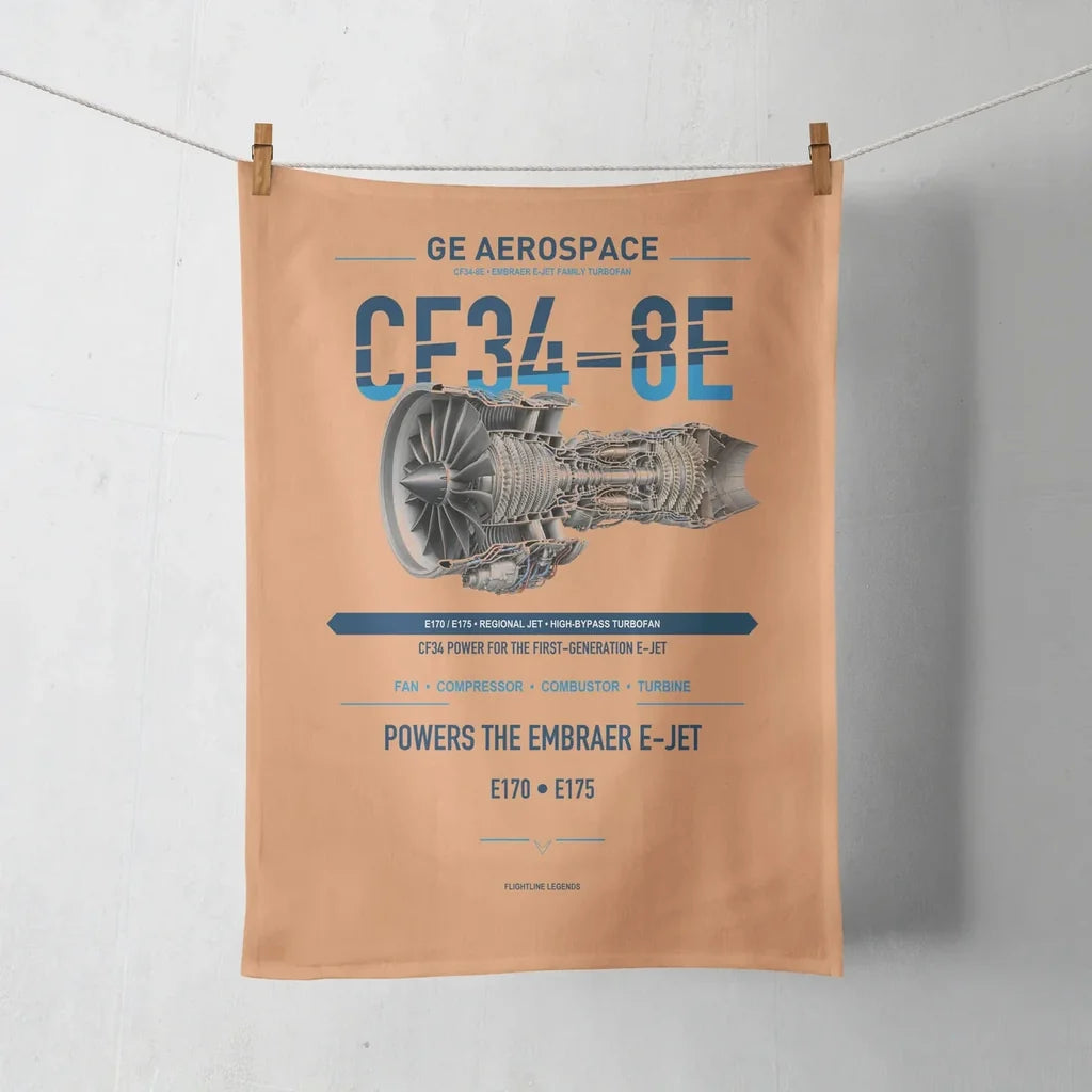 CF34-8E design on orange towel