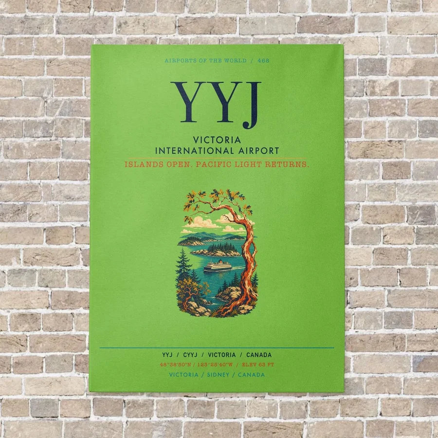 Victoria International Airport YYJ vertical canvas print - no frame - light green background