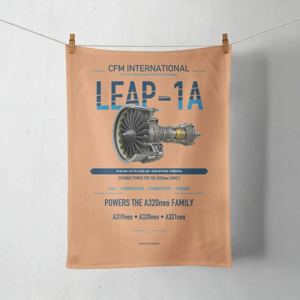 CFM LEAP-1A design on orange towel