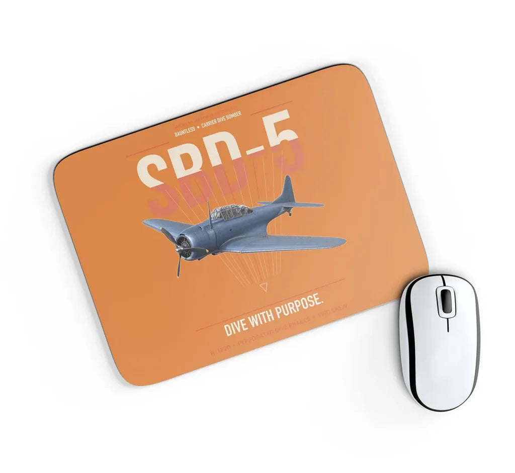 SBD-5 Dauntless design on orange rectangle mouse pad