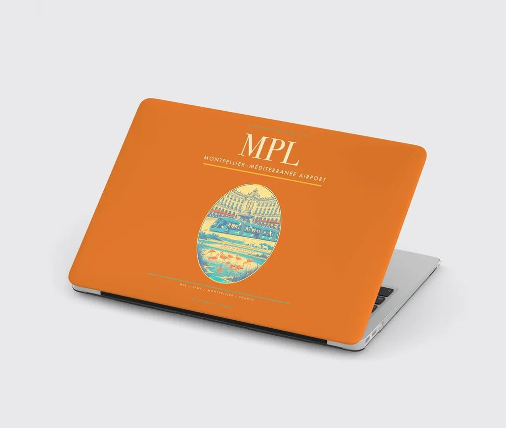 Montpellier–Méditerranée Airport (MPL) design on orange MacBook case