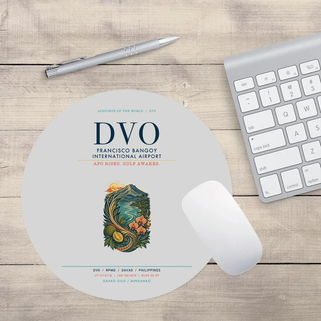 Francisco Bangoy International Airport Davao (DVO) design on light gray round mouse pad
