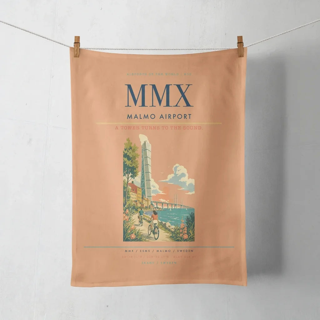 Malmo Airport (MMX) design on orange towel