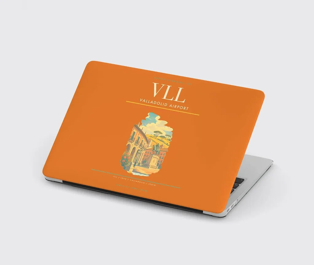 Valladolid Airport (VLL) design on orange MacBook case