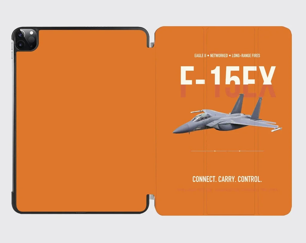 F-15EX Eagle II Connect Carry Control design on orange ipad tablet case