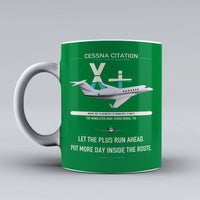 Thumbnail for Cessna Citation X+ design on green ceramic mug, double-side print