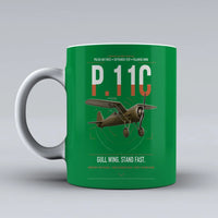 Thumbnail for PZL P.11c design on green ceramic mug, double-side print