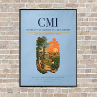 Thumbnail for University of Illinois Willard Airport CMI vertical canvas print - framed - light blue background