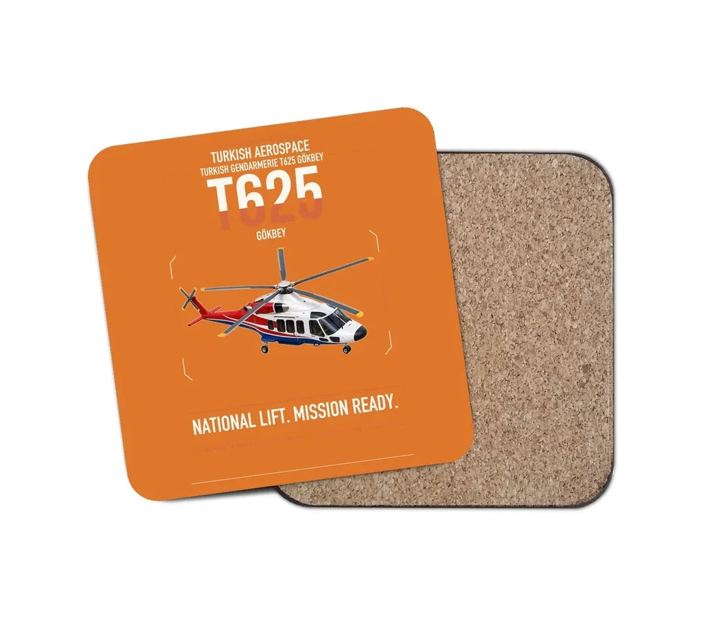 Turkish Aerospace T625 Gökbey design on orange 1 piece coaster
