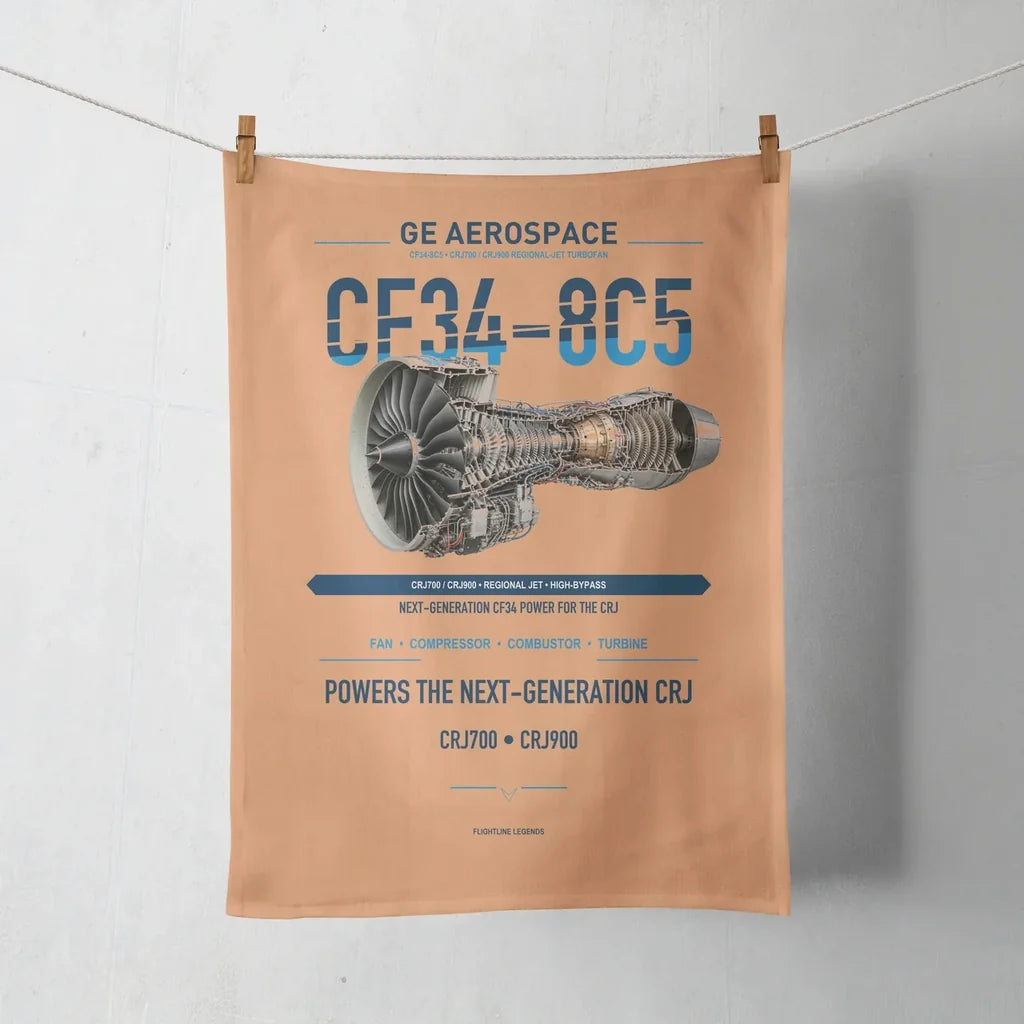 CF34-8C5 design on orange towel
