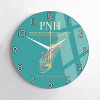 Thumbnail for Phnom Penh International Airport (PNH) design on turquoise no frame wall clock