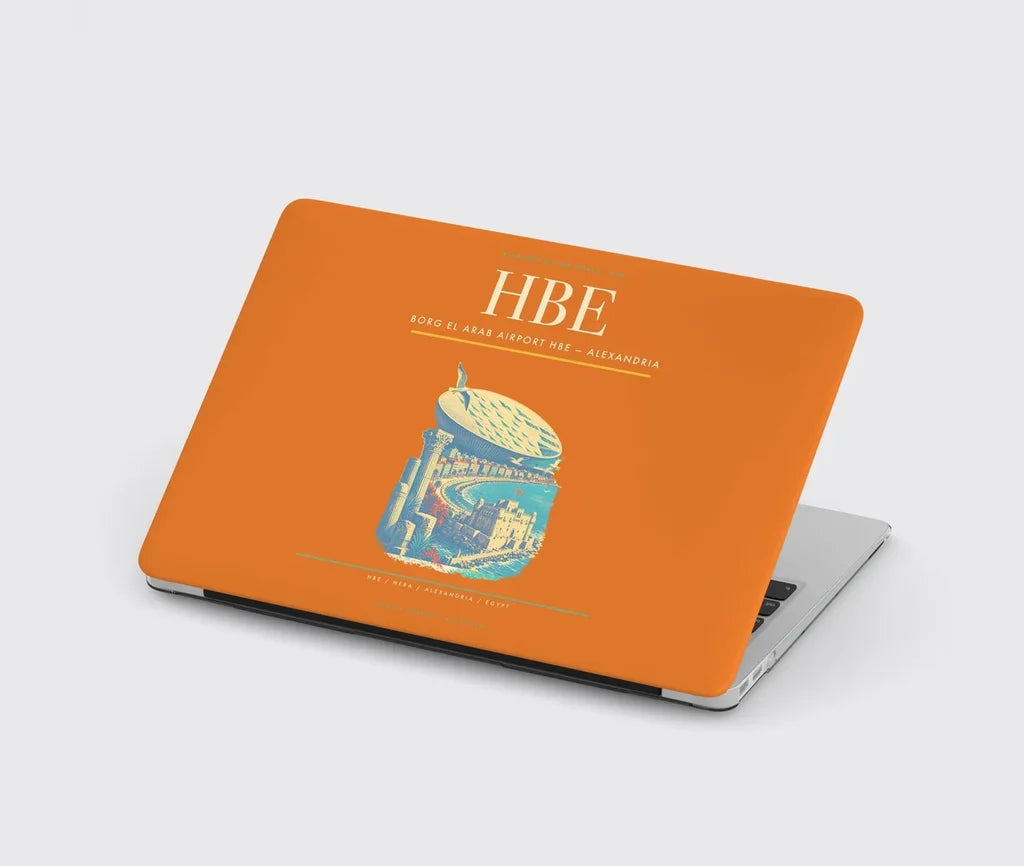 Borg El Arab Airport (HBE) design on orange MacBook case