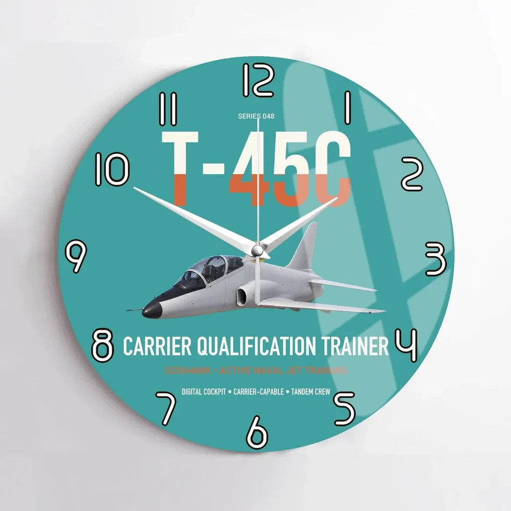 T-45C Goshawk design on turquoise no frame wall clock