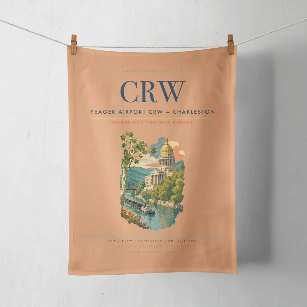 Yeager Airport (CRW) design on orange towel