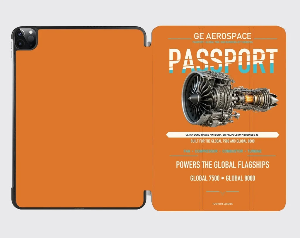 PASSPORT design on orange ipad tablet case