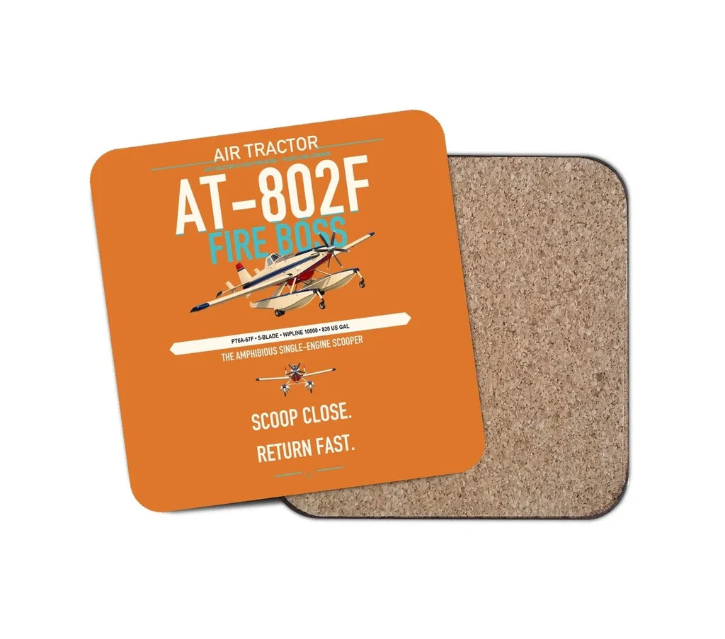 Air Tractor AT-802F Fire Boss design on orange 1 piece coaster