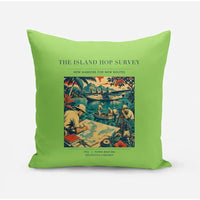 Thumbnail for VINTAGE G4209 - The Island Hop Survey - Designed Pillows design on lightgreen