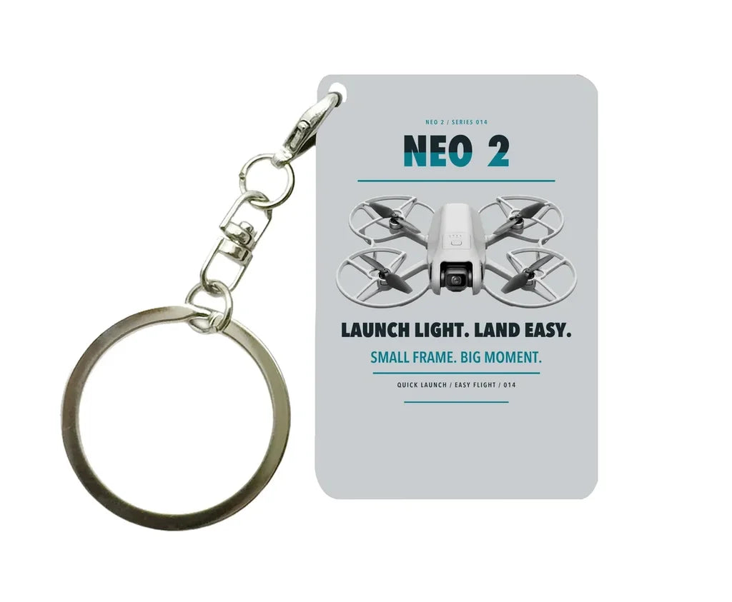 DJI Neo 2 Key Chain design on light gray key chain