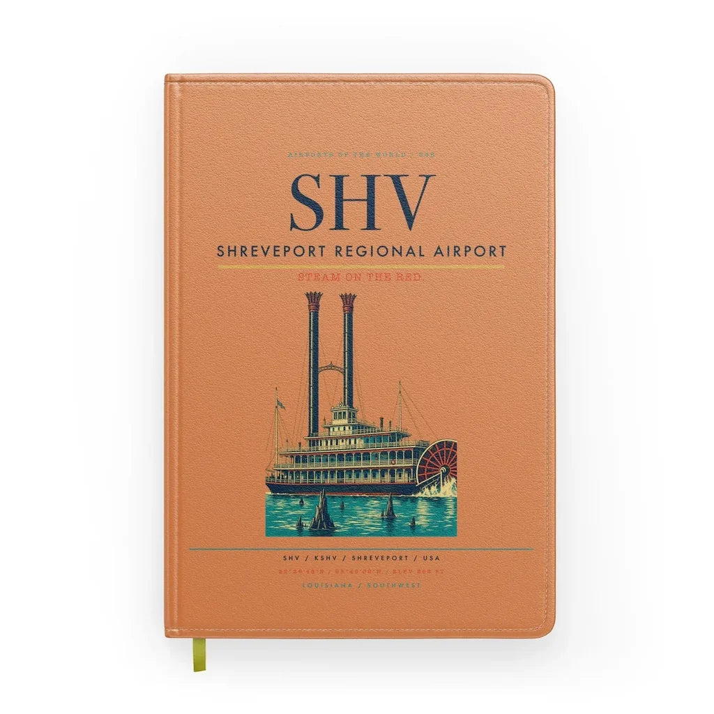 Shreveport Regional Airport (SHV) design on orange notebook