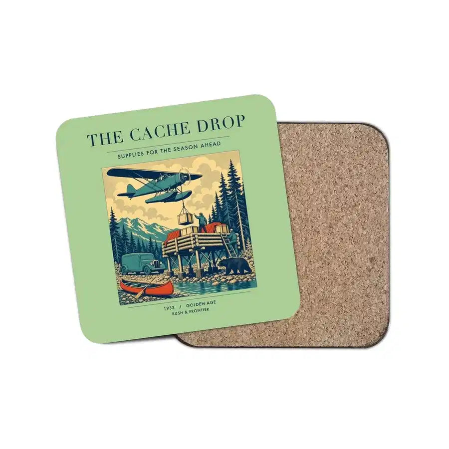 The Cache Drop - Designed Coasters design on light green 1-piece