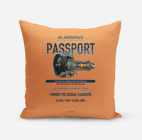 Thumbnail for PASSPORT design on orange pillow