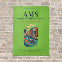 Thumbnail for Amsterdam Airport Schiphol AMS vertical canvas print - no frame - light green background
