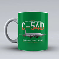 Thumbnail for C-54D Skymaster design on green ceramic mug, double-side print
