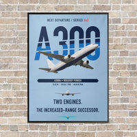 Thumbnail for Airbus A300B4 vertical canvas print - framed - light blue background